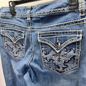 Nine West Flap Pocket Straight Leg Jeans Womens 10 Blue Denim Wide stitch 2561